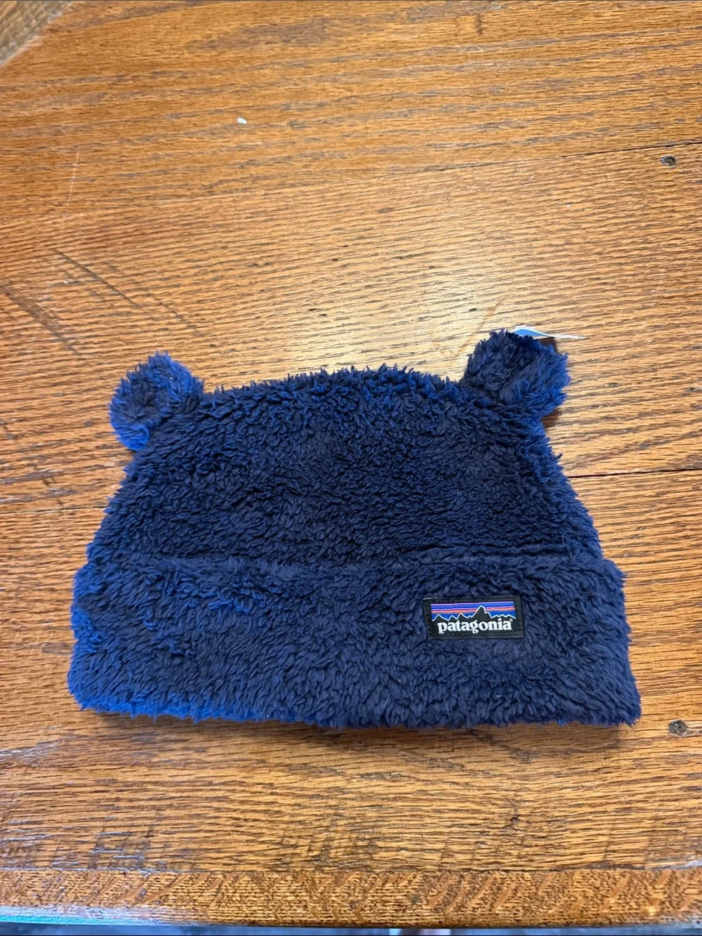 Patagonia Kids Navy Fleece Bear-Ear Beanie circumference approx 19”